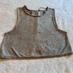 Free People Casual Fancy Crop Tank Metallic Floral Cotton